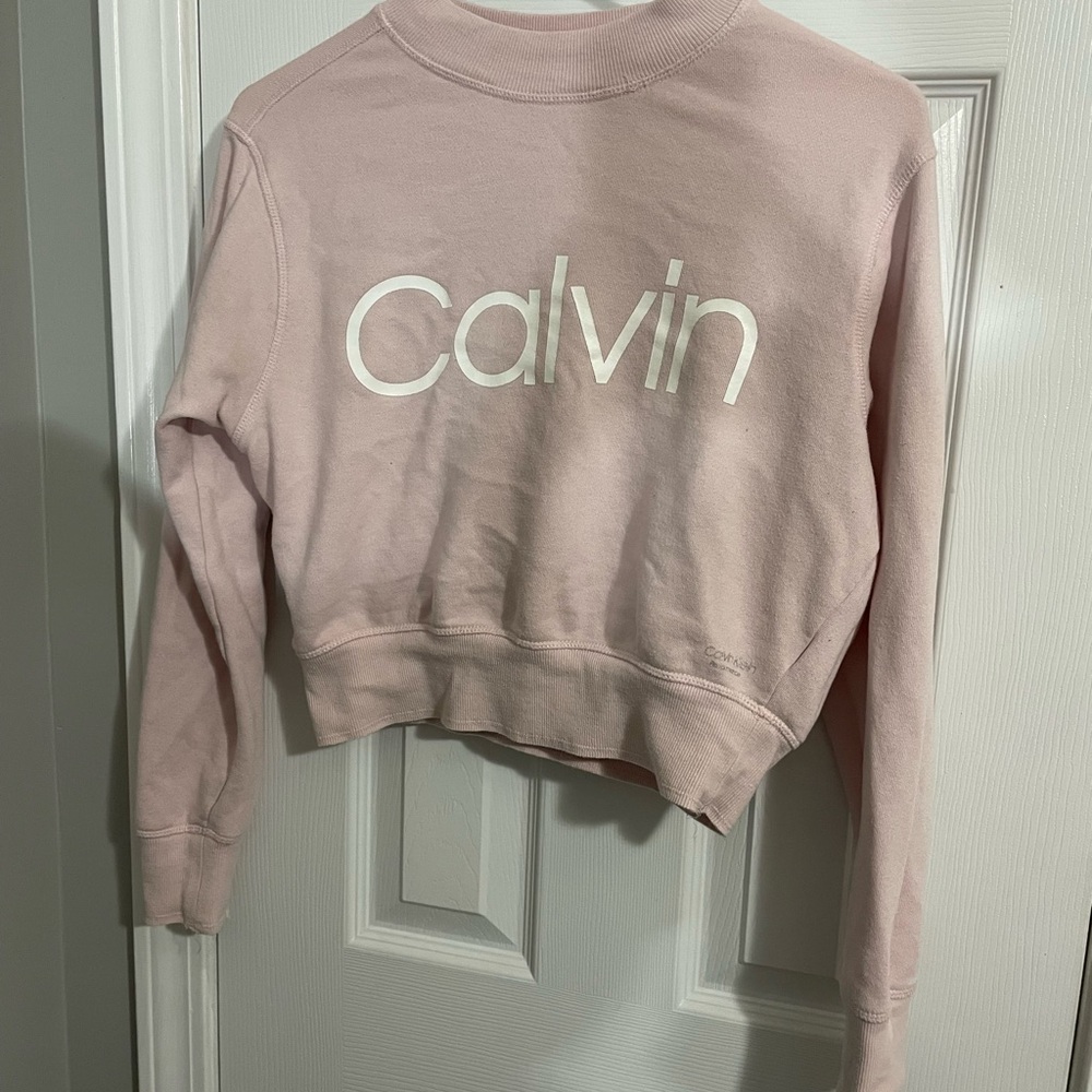 Calvin Pink Cropped Sweatshirt